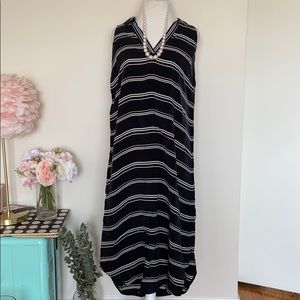 Anthropologie collar sleeveless maxi dress strip